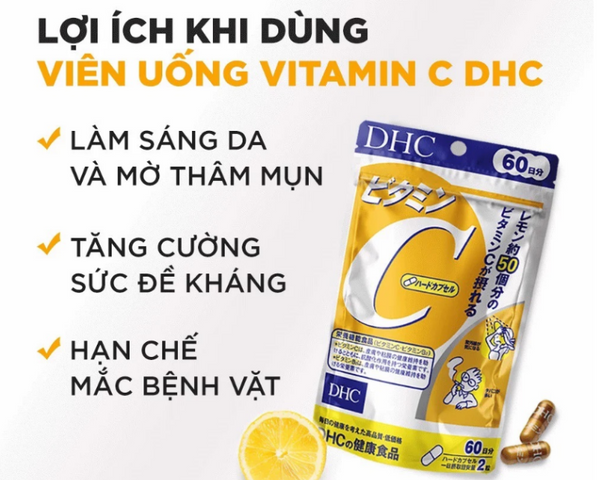 Viên uống DHC Vitamin C 1000mg Nhật Bản - Bổ sung Vitamin C, Làm đẹp da, Tăng cường sức đề kháng - Gói 30/60 ngày