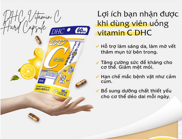 Viên uống DHC Vitamin C 1000mg Nhật Bản - Bổ sung Vitamin C, Làm đẹp da, Tăng cường sức đề kháng - Gói 30/60 ngày