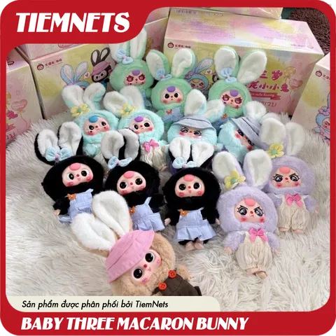 MÔ HÌNH BLIND BOX BABY THREE MACARON CUTE BUNNY - CHÍNH HÃNG DOUMI