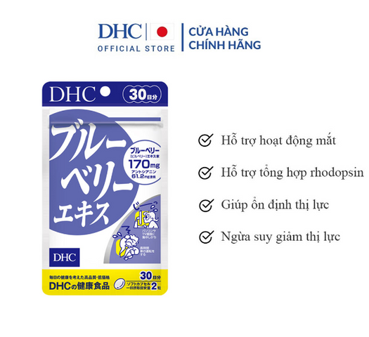 Viên Uống Bổ Mắt DHC Việt Quất Cải Thiện Thị Lực 60 Viên - Chiết Xuất Việt Quất 170mg, Hỗ Trợ Giảm Mỏi Mắt, Sức Khỏe Thị Lực
