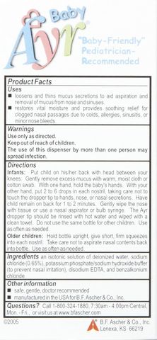 (có bill nhập) Nước muối vô trùng, làm sạch mũi cho bé Ayr Baby 30ml