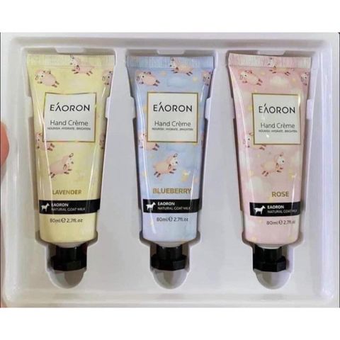 Set Kem Dưỡng Da Tay Eaoron Hand Creme 80ml - Bộ 3 Mùi Hoa Hồng, Việt Quất, Lavender - Chăm Sóc Da Tay Mềm Mại, Ngăn Lão Hóa