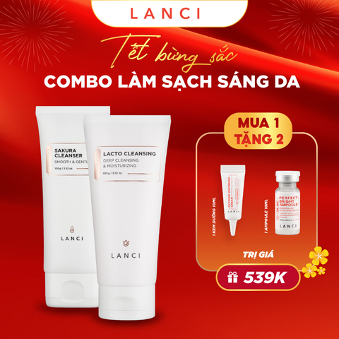 Bộ đôi Sáp tẩy trang 100g và Sữa rửa mặt 100g LANCI làm sạch chuyên sâu cho làn da