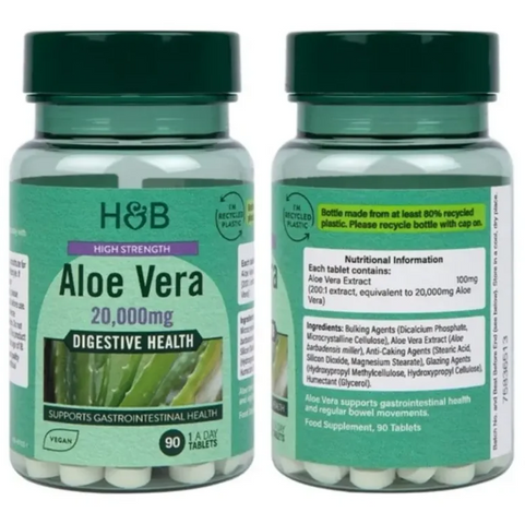Viên thải độc ruột Aloe Vera Holland & Barrett 20.000mg lọ 90 viên Anh