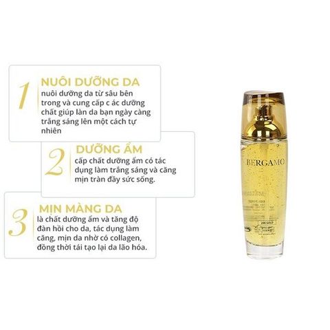 Tinh Chất Dưỡng Da Bergamo Chiết Xuất Vàng 24K 110ml - Serum Phục Hồi Da Chảy Xệ, Cải Thiện Nếp Nhăn, Da Rạng Rỡ
