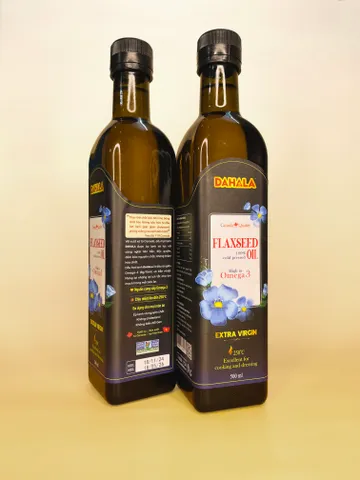 ( Set 02 chai 500ml) Dầu Hạt Lanh Ép Lạnh Dahala 500ML - Giàu Omega 3, 6, 9, Tốt Cho Sức Khỏe, Không Chất Độc, Phù Hợp Với Mọi Lứa Tuổi