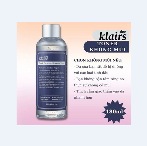 Nước hoa hồng không mùi Klairs Supple Preparation Unscented 180ml.