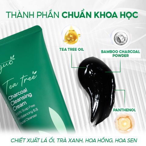Sữa Rửa Mặt GUO Cho Bà Bầu Từ Than Tre & Tràm Trà - Kiềm Dầu, Dịu Nhẹ pH 5.5 100g - Giảm Mụn, Phù Hợp Da Nhạy Cảm