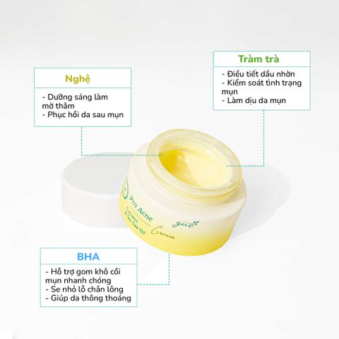 Kem Dưỡng Da Mụn Trà Nghệ GUO - Pro Acne Cream 30g, Kích Thích Làm Dịu Da, Ngăn Ngừa Mụn Tái Phát