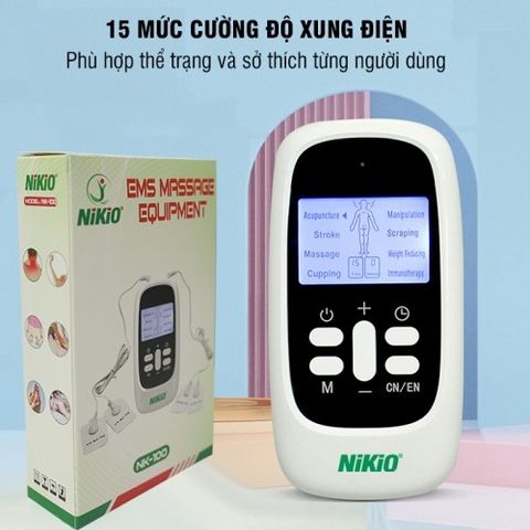 Máy Massage Xung Điện Nikio NK-100 - 4 Miếng Dán, 8 Chế Độ Massage, Pin Sạc Tiện Lợi, Giúp Thư Giãn Cơ Thể và Cải Thiện Sức Khỏe