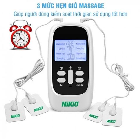Máy Massage Xung Điện Nikio NK-100 - 4 Miếng Dán, 8 Chế Độ Massage, Pin Sạc Tiện Lợi, Giúp Thư Giãn Cơ Thể và Cải Thiện Sức Khỏe