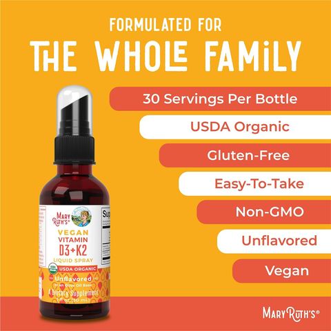 Vitamin D3K2 Hữu Cơ Mary Ruth's 30ml - Bổ Sung Cho Bé Tăng Chiều Cao Và Củng Cố Hệ Miễn Dịch, Dễ Dàng Sử Dụng