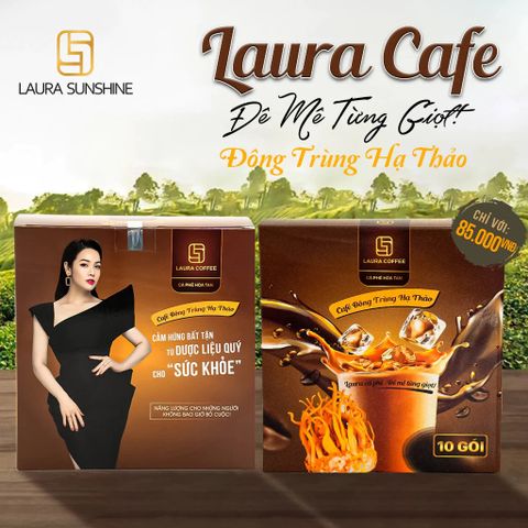 Cà Phê Đông Trùng Hạ Thảo Laura Sunshine - Thức Uống Giảm Cân Từ Nấm Linh Chi Hỗ Trợ Tăng Cường Sức Khỏe - Hộp 10 Gói
