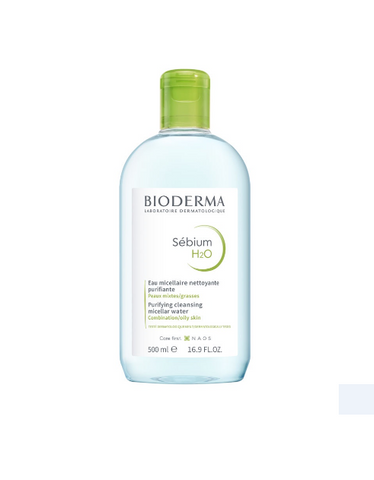 Dung dịch tẩy trang Bioderma Sebium H2O 500ml - Công nghệ Micellar cho da dầu, hỗn hợp và da mụn, làm sạch hiệu quả và kháng khuẩn