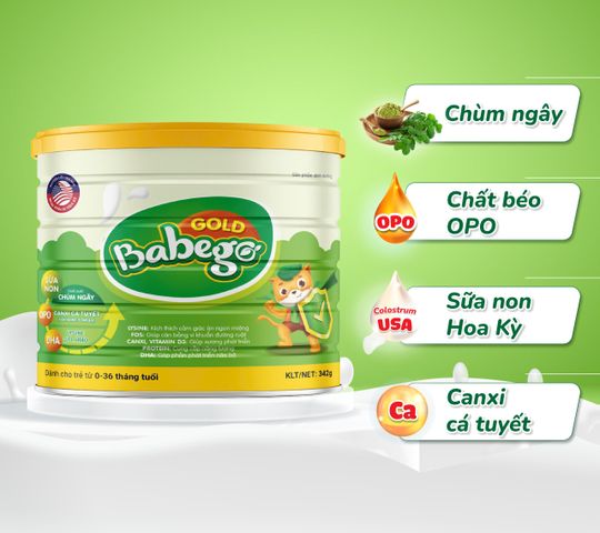 Sữa non chùm ngây tăng cân Babego Gold Dòng Cao Cấp - Lon 342g