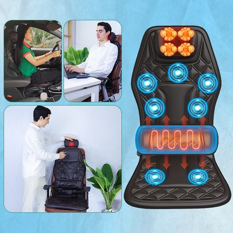 Nệm massage ô tô Nikio NK-150 - Con lăn 3D kết hợp rung và nhiệt hồng ngoại, giảm đau mỏi cổ vai gáy, lưng, mông, tiện lợi cho xe hơi và văn phòng