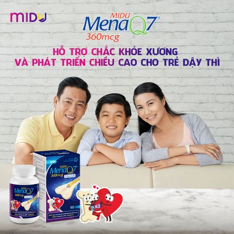 Midu MenaQ7 360mcg - Viên Canxi Hỗ Trợ Phát Triển Chiều Cao và Chắc Khỏe Xương cho Trẻ Em và Người Lớn