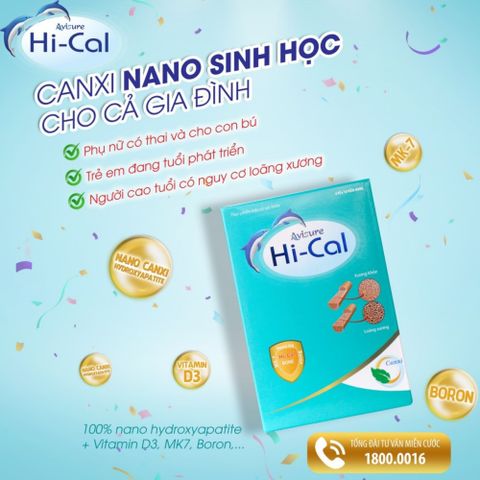 Viên Canxi Nano Sinh Học Avisure Hical - Bổ Sung Canxi Cho Bà Bầu, Đang Cho Con Bú, Người Cao Tuổi - Hộp 60 Viên