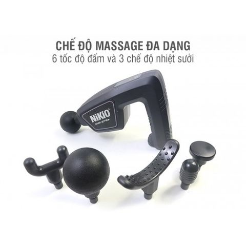 Súng massage giãn cơ toàn thân Nikio NK-275 - Thiết bị massage 6 tốc độ, 7 đầu massage hỗ trợ thư giãn và phục hồi cơ bắp hiệu quả.