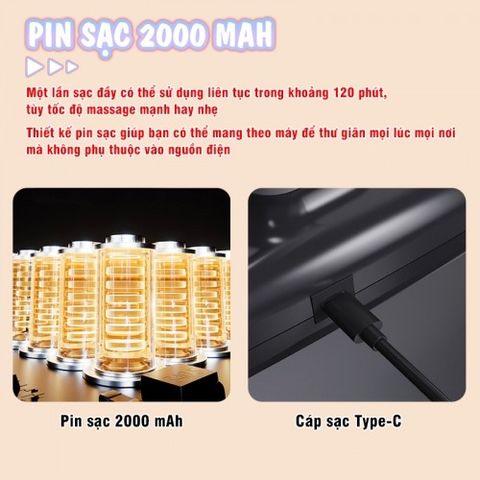 Máy đấm lưng 4 đầu Nikio NK-272 cầm tay - 6 chế độ, 20 tốc độ massage giúp giảm đau nhức mỏi, giãn cơ toàn thân