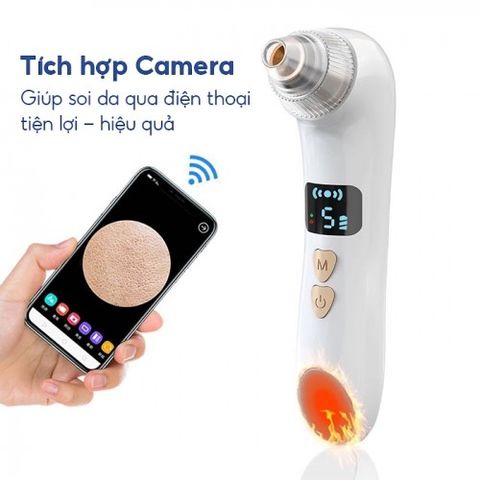 Máy hút mụn đầu đen kết hợp massage nhiệt nóng Nikio NK-220 - 6 đầu hút