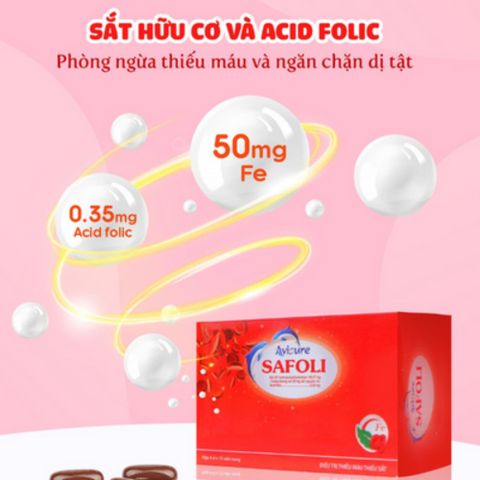 Sắt Safoli Avisure - Bổ sung Sắt và Acid Folic Cho Bà Bầu, Phụ Nữ Sau Sinh và Người Thiếu Máu - Hộp 30 Viên