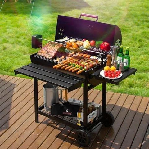 Bếp Nướng Than Hoa LANDMANN BBQ05 Có Mô Tơ Xoay - Thiết Kế Độc Đáo Cho Gia Đình, Picnic, Dã Ngoại, Nướng Thịt, Gà, Vịt