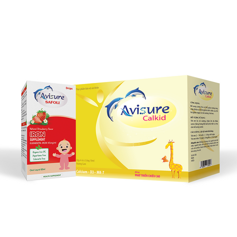Bộ đôi Sắt Canxi cho bé Avisure Calkid và Avisure Safoli Drop (loại 20ml)