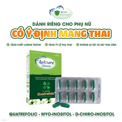 Viên Bổ Trứng Avisure Folimom 5-MTHF Hỗ Trợ Tăng Chất Lượng Trứng Cho Phụ Nữ Chuẩn Bị Mang Thai - Hộp 30 Viên