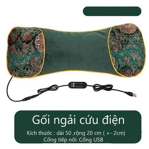 Gối Ngải Cứu Cắm Điện Nóng Giảm Đau Cổ Vai Gáy - Thiết Bị Massage Thư Giãn Chất Liệu Vải Nhung Cao Cấp