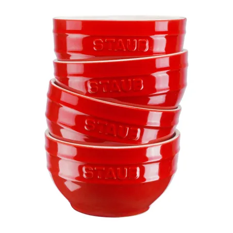 Bộ 4 Bát Gốm STAUB BOWL A-CO 12CM Màu Đỏ - Bát Chống Trầy Xước, Chịu Nhiệt Đến 300°C, Dùng Đựng Thức Ăn & Hoa Quả