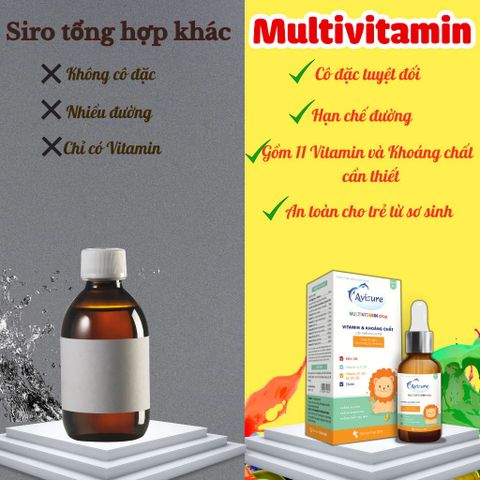 Vitamin tổng hợp cho bé Avisure Multivitamin, 11 loại vitamin và khoáng chất, sắt, kẽm, D3 20ml