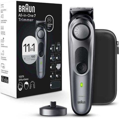 Tông Đơ Cắt Tóc Đa Năng Braun 11-in-1 Series 7 7420 - Thiết Bị Cạo Râu Chính Xác với 40 Cài Đặt Độ Dài, Pin Li-Ion 100 phút