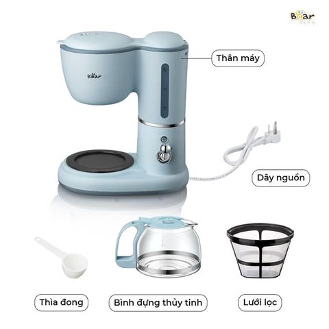 Máy Pha Cà Phê Mini Bear SB-CF06A 600ml - Thiết Kế Gọn Nhẹ, Chất Liệu Thủy Tinh An Toàn, Dễ Dàng Điều Chỉnh Hương Vị