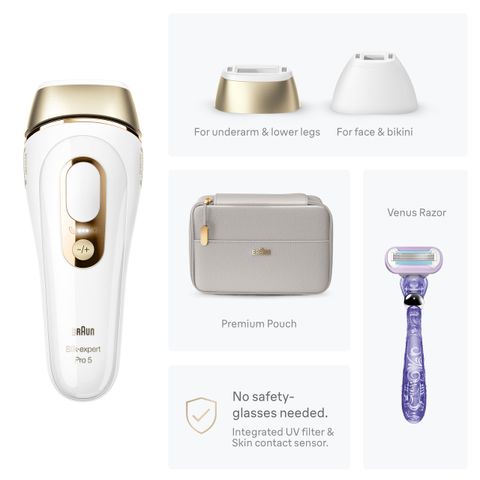 Máy triệt lông Braun Silk-expert Pro 5 IPL PL5157 - Công nghệ triệt lông tại nhà nhanh chóng, hiệu quả cao, kèm 3 đầu bắn chuyên dụng