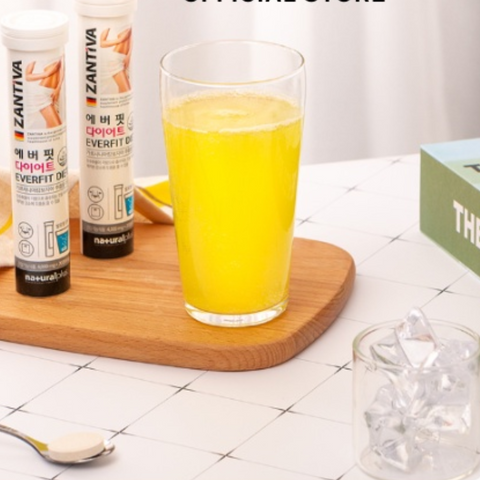 Viên Sủi Giảm Cân Zantiva Everfit Diet Hàn Quốc - Tăng Cường Đốt Cháy Mỡ, Kiềm Chế Cảm Giác Thèm Ăn, Vị Chanh Vàng Dễ Uống
