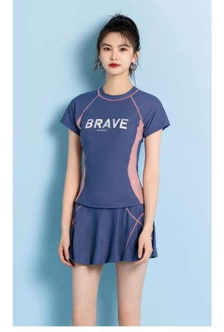 Đồ Bơi Thể Thao Nữ Che Bụng Rời Váy Màu Navy (Tặng kèm 1 cặp mút ngực )