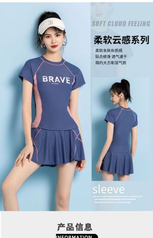 Đồ Bơi Thể Thao Nữ Che Bụng Rời Váy Màu Navy (Tặng kèm 1 cặp mút ngực )