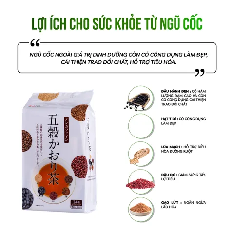 Trà Ngũ Cốc Kaori Nhật Bản - Thức Uống Dinh Dưỡng Hạt Tự Nhiên (7g × 24 Túi) - Lành Mạnh Cho Cả Gia Đình