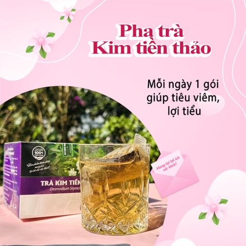 Trà Kim Tiền Thảo Hộp 30 Túi Lọc - Thảo Mộc Tự Nhiên Giúp Lợi Tiểu, Tốt Cho Sức Khỏe, Xuất Xứ Việt Nam