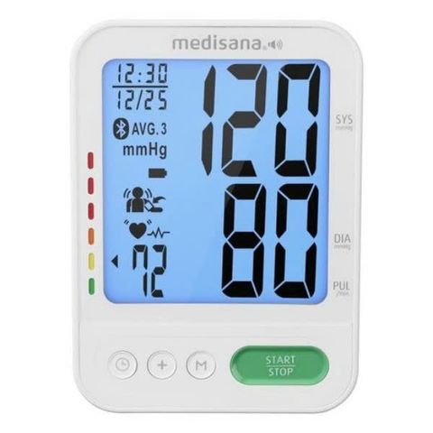 Máy Đo Huyết Áp Bắp Tay Medisana BU 586 - Đọc Kết Quả Giọng Nói, Công Nghệ IMT, Bộ Nhớ 120 Lần, Hiển Thị LCD Dễ Đọc
