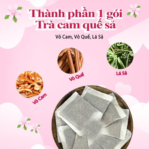 Trà Cam Quế Sả Hộp 30 Gói Túi Lọc - Thảo Dược Giữ Ấm, Tăng Cường Tiêu Hóa, Hỗ Trợ Sức Khỏe Từ Thiên Nhiên