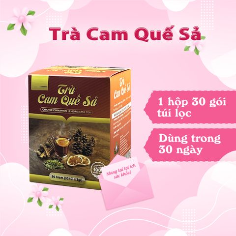 Trà Cam Quế Sả Hộp 30 Gói Túi Lọc - Thảo Dược Giữ Ấm, Tăng Cường Tiêu Hóa, Hỗ Trợ Sức Khỏe Từ Thiên Nhiên