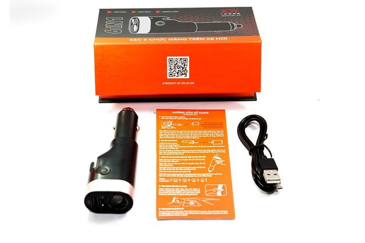 Tẩu Sạc Đa Năng 6 Trong 1 Kiêm Búa Thoát Hiểm - Thiết Bị Tiện Ích Dành Cho Xe Hơi, Đèn Pin LED, Cắt Dây An Toàn, Bảo Hành 1 Năm