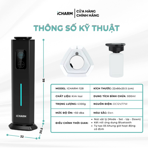 Máy xông tinh dầu, khuếch tán tạo mùi thơm công nghiệp i128 iCHARM