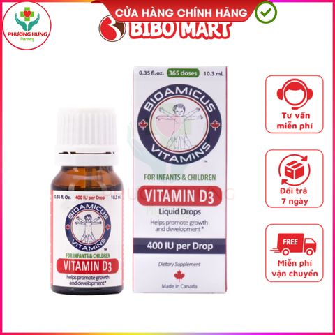 Vitamin D3 BioAmicus Giúp phát triển hệ xương và răng ở trẻ, Tăng cường miễn dịch - Lọ 10 ml