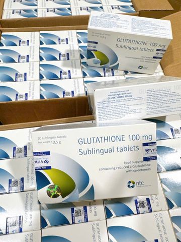 ￼Viên Ngậm Trắng Da Dưới Lưỡi Glutathione 100mg Nhập Khẩu Italy Tặng Viên Uống L-Cystine