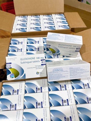 ￼Viên Ngậm Trắng Da Dưới Lưỡi Glutathione 100mg Nhập Khẩu Italy Tặng Viên Uống L-Cystine