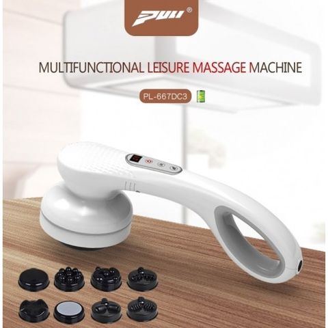 Máy massage cầm tay Puli PL-667DC3 - 8 đầu, 5 chế độ massage và nhiệt hồng ngoại, giảm đau hiệu quả, pin sạc tiện lợi, thiết kế hiện đại