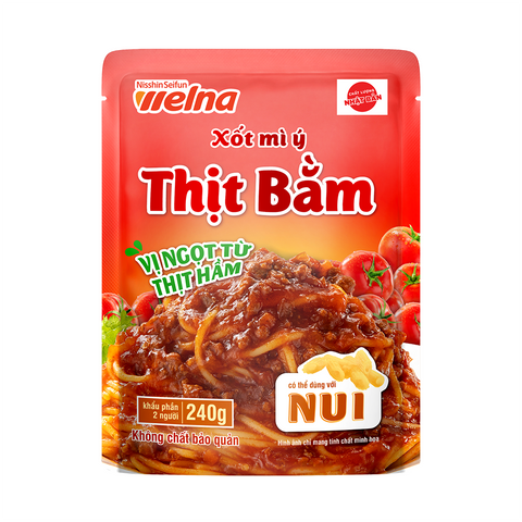 Xốt Mì Ý Nisshin Hương Vị Thịt Bằm 240g - Tiện Lợi Ready to Eat, Phù Hợp Với Mì, Nui, Tạm Thời Sử Dụng Ngay